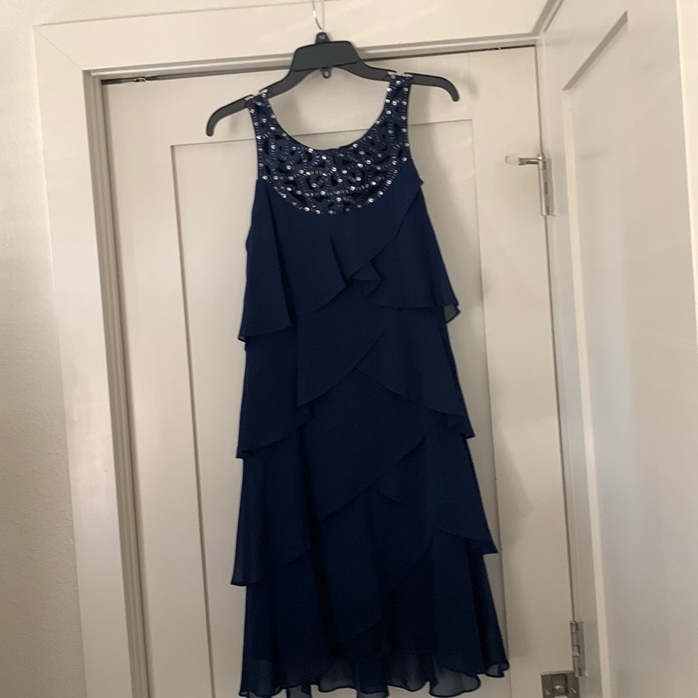 SLNY Navy Blue Formal knee length Dress